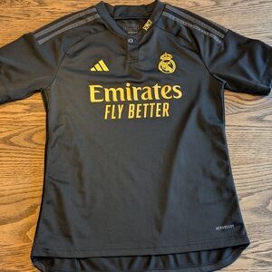 Adidas Real Madrid Kids Black and Gold Soccer Jersey